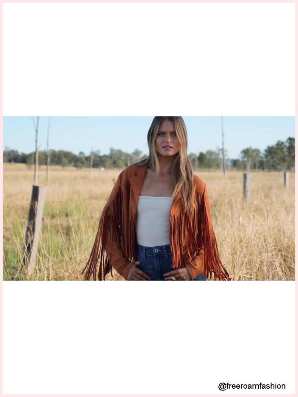 Faux Suede Fringe Motorcycle Cropped Coat with Tassel Detail - Picture 6 of 6